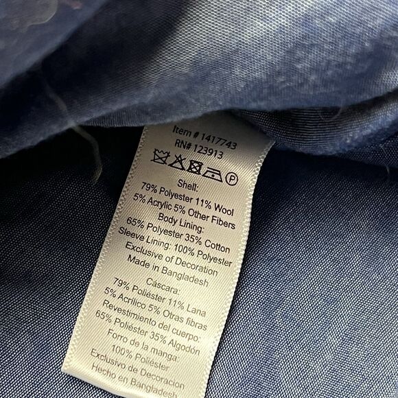 Jachs Men’s Patterned Wool Blend Button Shirt Jacket Fully Lined Navy Small - Picture 6 of 10